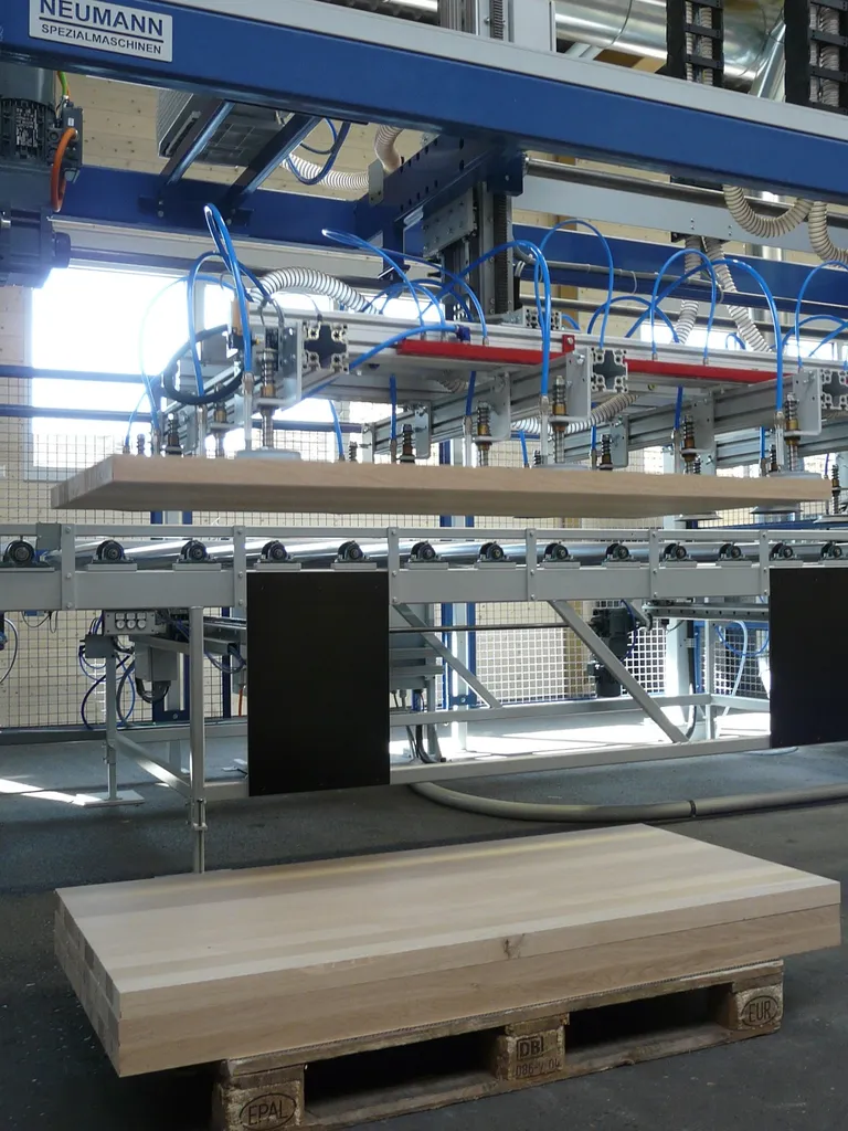 Automatisierte Anlage zur Verarbeitung von Massivholzplatten